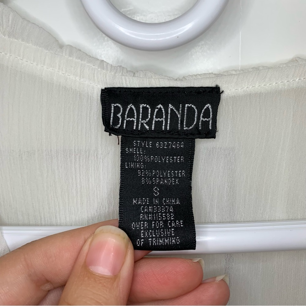 Baranda White Sheer Ruffle Blouse Size Small - Picture 3 of 14